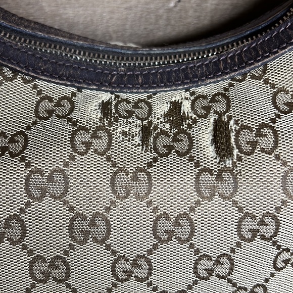 Vintage Gucci Canvas Hobo Bag Purse - Picture 2 of 16